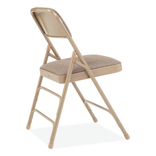 2300 Series Fabric Triple Brace Double Hinge Premium Folding Chair, Supports 500 lb, Cafe Beige, 4/CT, Ships in 1-3 Bus Days