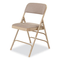 2300 Series Fabric Triple Brace Double Hinge Premium Folding Chair, Supports 500 Lb, Cafe Beige, 4/ct, Ships In 1-3 Bus Days