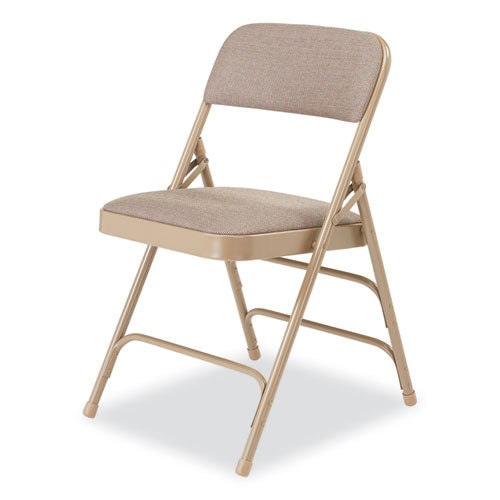 2300 Series Fabric Triple Brace Double Hinge Premium Folding Chair, Supports 500 lb, Cafe Beige, 4/CT, Ships in 1-3 Bus Days