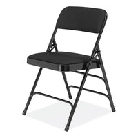 2300 Series Fabric Upholstered Triple Brace Premium Folding Chair, Supports 500lb, Midnight Black, 4/ct,ships In 1-3 Bus Days