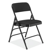 2300 Series Fabric Upholstered Triple Brace Premium Folding Chair, Supports 500lb, Midnight Black, 4/ct,ships In 1-3 Bus Days