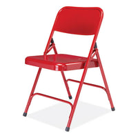 200 Series Premium All-steel Double Hinge Folding Chair, Supports 500 Lb, 17.25" Seat Height, Red, 4/ct,ships In 1-3 Bus Days