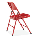200 Series Premium All-steel Double Hinge Folding Chair, Supports 500 Lb, 17.25" Seat Height, Red, 4/ct,ships In 1-3 Bus Days