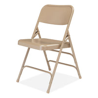 300 Series Deluxe All-steel Triple Brace Folding Chair, Supports 480 Lb, 17.25" Seat Ht, Beige, 4/ct, Ships In 1-3 Bus Days