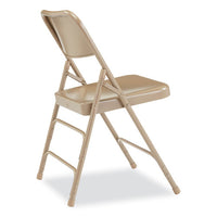300 Series Deluxe All-steel Triple Brace Folding Chair, Supports 480 Lb, 17.25" Seat Ht, Beige, 4/ct, Ships In 1-3 Bus Days