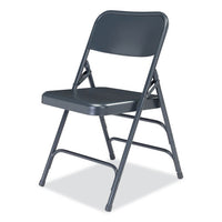 300 Series Deluxe All-steel Triple Brace Folding Chair, Supports 480 Lb, 17.25" Seat Height, Blue, 4/ct,ships In 1-3 Bus Days