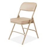 3200 Series 2" Vinyl Upholstered Double Hinge Folding Chair, Supports 300lb, 18.5" Seat Ht, Beige, 2/ct,ships In 1-3 Bus Days