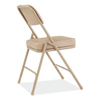 3200 Series 2" Vinyl Upholstered Double Hinge Folding Chair, Supports 300lb, 18.5" Seat Ht, Beige, 2/ct,ships In 1-3 Bus Days