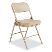 3200 Series 2" Vinyl Upholstered Double Hinge Folding Chair, Supports 300lb, 18.5" Seat Ht, Beige, 2/ct,ships In 1-3 Bus Days