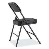 3200 Series 2" Vinyl Upholstered Double Hinge Folding Chair, Supports 300lb, 18.5" Seat Ht, Black, 2/ct,ships In 1-3 Bus Days
