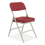 3200 Series Premium Fabric Dual-hinge Folding Chair, Supports 300lb, Burgundy Seat/back, Gray Base,2/ct,ships In 1-3 Bus Days