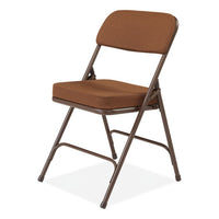 3200 Series Premium Fabric Dual-hinge Folding Chair, Supports 300 Lb, Gold Seat/back, Brown Base, 2/ct, Ships In 1-3 Bus Days