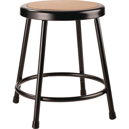 6200 Series Heavy Duty Steel Stool, Backless, Supports Up To 500 Lb, 18" Seat Height, Brown Seat, Black Base