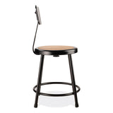 6200 Series 18" Heavy Duty Stool W/backrest, Supports 500 Lb, 33" Seat Ht, Brown Seat, Black Back/base, Ships In 1-3 Bus Days