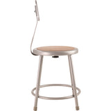 6200 Series Heavy Duty Steel Stool With Backrest, Supports Up To 500 Lb, 18" Seat Height, Brown Seat, Gray Back/base