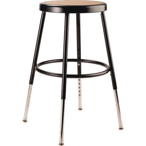 6200 Series Height Adjustable Heavy Duty Steel Stool, Backless, Supports 500lb,19' To 27' Seat Height, Brown Seat, Black Base