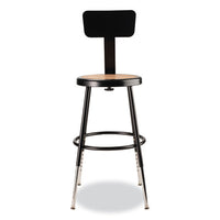 6200 Series 19"-27" Height Adj Heavy-duty Stool W/backrest, Supports 500 Lb, Masonite Seat/black Base, Ships In 1-3 Bus Days