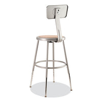 6200 Series 19"-27" Height Adjustable Hd Stool W/backrest, Supports 500 Lb, Brown Seat, Gray Back/base, Ships In 1-3 Bus Days