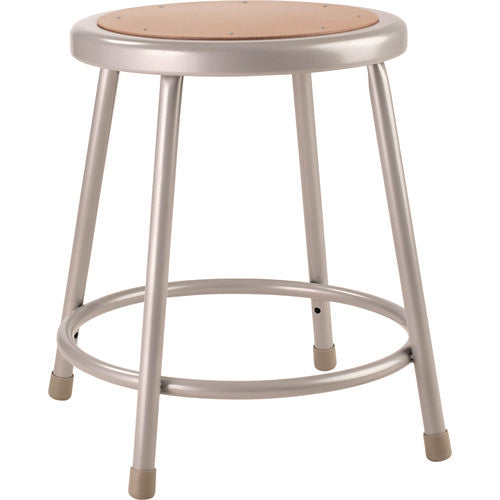 6200 Series Heavy Duty Steel Stool, Backless, Supports Up To 500 Lb, 18" Seat Height, Brown Seat, Gray Base