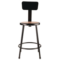 6200 Series Heavy Duty Steel Stool With Backrest, Supports Up To 500 Lb, 24" Seat Height, Brown Seat, Black Back/base