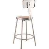 6200 Series Heavy Duty Steel Stool With Backrest, Supports Up To 500 Lb, 24" Seat Height, Brown Seat, Gray Back/base