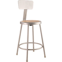 6200 Series Heavy Duty Steel Stool With Backrest, Supports Up To 500 Lb, 24" Seat Height, Brown Seat, Gray Back/base