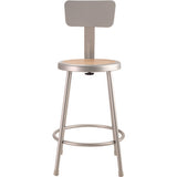 6200 Series Heavy Duty Steel Stool With Backrest, Supports Up To 500 Lb, 24" Seat Height, Brown Seat, Gray Back/base