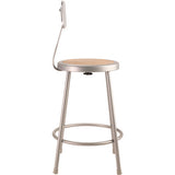 6200 Series Heavy Duty Steel Stool With Backrest, Supports Up To 500 Lb, 24" Seat Height, Brown Seat, Gray Back/base