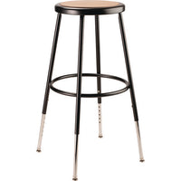 6203 Series Height Adjustable Heavy Duty Steel Stool, Backless,supports 500 Lb, 25" To 33" Seat Height, Brown Seat/black Base