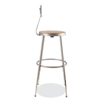 6200 Series 25"-33" Height Adjustable Heavy Duty Stool W/backrest, Supports 500lb, Brown Seat/gray Base,ships In 1-3 Bus Days