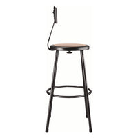 6200 Series Heavy Duty Steel Stool With Backrest, Supports Up To 500 Lb, 30" Seat Height, Brown Seat, Black Back/base