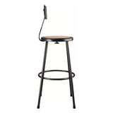 6200 Series Heavy Duty Steel Stool With Backrest, Supports Up To 500 Lb, 30" Seat Height, Brown Seat, Black Back/base