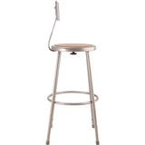 6200 Series Heavy Duty Steel Stool With Backrest, Supports Up To 500 Lb, 30" Seat Height, Brown Seat, Gray Back/base