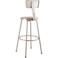 6200 Series Heavy Duty Steel Stool With Backrest, Supports Up To 500 Lb, 30" Seat Height, Brown Seat, Gray Back/base