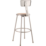 6200 Series Heavy Duty Steel Stool With Backrest, Supports Up To 500 Lb, 30" Seat Height, Brown Seat, Gray Back/base