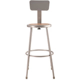 6200 Series Heavy Duty Steel Stool With Backrest, Supports Up To 500 Lb, 30" Seat Height, Brown Seat, Gray Back/base