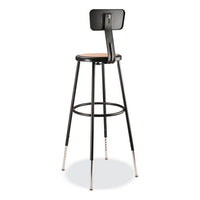 6200 Series 32"-39" Height Adj Heavy Duty Stool With Backrest, Supports 500 Lb, Brown Seat, Black Base, Ships In 1-3 Bus Days