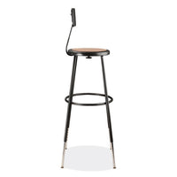 6200 Series 32"-39" Height Adj Heavy Duty Stool With Backrest, Supports 500 Lb, Brown Seat, Black Base, Ships In 1-3 Bus Days