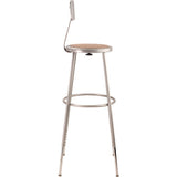 6200 Series Height Adjustable Heavy Duty Steel Stool With Backrest, 32" To 39" Seat Height, Brown Seat, Gray Back/base