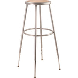 6204 Series Height Adjustable Heavy Duty Steel Stool, Backless, Supports 500 Lb, 31" To 39" Seat Height, Brown Seat/gray Base