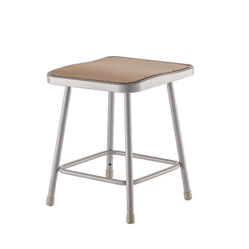 6300 Series Heavy Duty Square Seat Steel Stool, Backless, Supports Up To 500 Lb, 17.5" Seat Height, Brown Seat, Gray Base