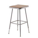 6300 Series Height Adjust Heavy Duty Square Seat Steel Stool, Backless, 500lb, 23.75" To 31.75" Height, Brown Seat, Gray Base