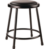 6400 Series Fixed Height Heavy Duty Vinyl Padded Steel Stool, Backless, Supports 500 Lb, 18" Seat Height, Black Seat/base