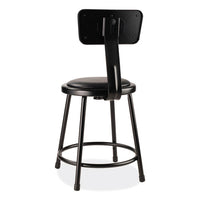 6400 Series Heavy Duty Vinyl Padded Stool W/backrest, Supports 300lb, 18" Seat Ht, Black Seat/back/base,ships In 1-3 Bus Days