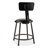 6400 Series Heavy Duty Vinyl Padded Stool W/backrest, Supports 300lb, 18" Seat Ht, Black Seat/back/base,ships In 1-3 Bus Days