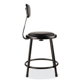 6400 Series Heavy Duty Vinyl Padded Stool W/backrest, Supports 300lb, 18" Seat Ht, Black Seat/back/base,ships In 1-3 Bus Days