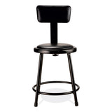6400 Series Heavy Duty Vinyl Padded Stool W/backrest, Supports 300lb, 18" Seat Ht, Black Seat/back/base,ships In 1-3 Bus Days