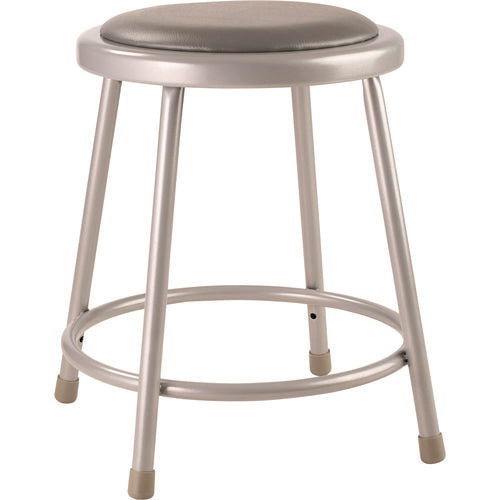 6400 Series Fixed Height Heavy Duty Vinyl Padded Steel Stool, Backless, Supports 500 Lb, 18" Seat Height, Gray Seat/base