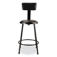 6400 Series Heavy Duty Vinyl Padded Stool W/backrest, Supports 300lb, 24" Seat Ht, Black Seat/back/base,ships In 1-3 Bus Days