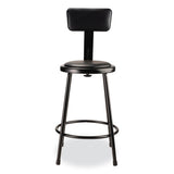6400 Series Heavy Duty Vinyl Padded Stool W/backrest, Supports 300lb, 24" Seat Ht, Black Seat/back/base,ships In 1-3 Bus Days